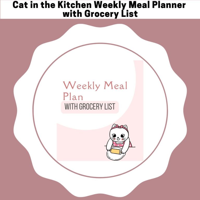 Cat in the Kitchen Weekly Meal Planner With Grocery List