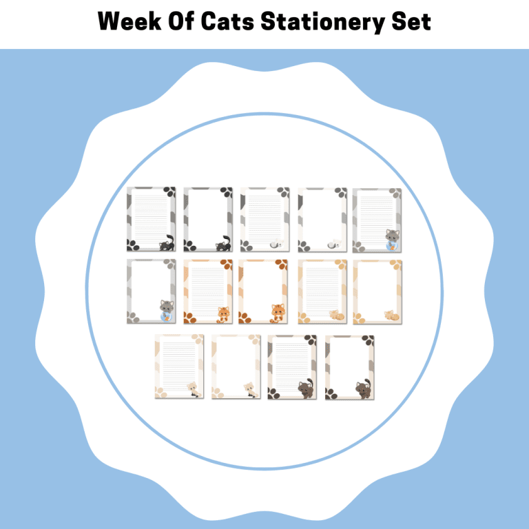 Week Of Cats Stationery Set